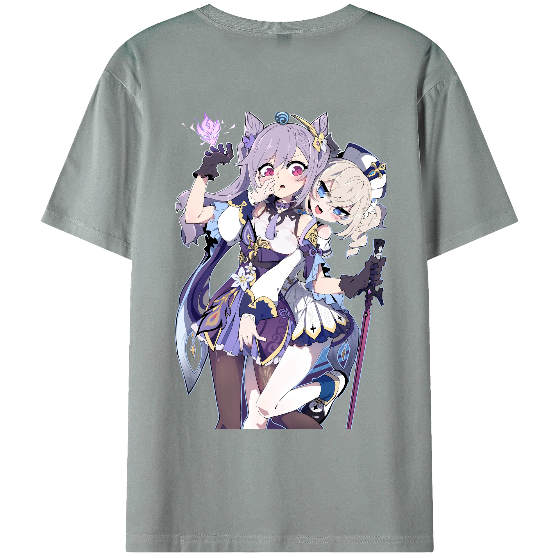 げんし神 刻晴 こくせい genshin Kokusei 綿100％ メンズ半袖Tシャツ（バックプリント） 通気性